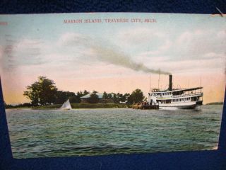 Marion island. Traverse city, Michigan. Fine ealry scene. Postmarked