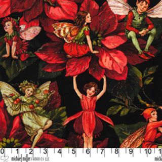 Michael Miller Fairies Holiday Christmas Red w/ Glitter Yardage Quilt