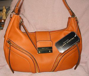  Sarto Leather Pumpkin Spice Tangerine Clara Satchel Hobo Handbag