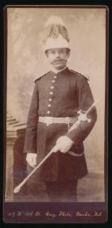 Circa 1880s Tall Cabinet Card of Knight of Pythias in Cap Sword Omaha