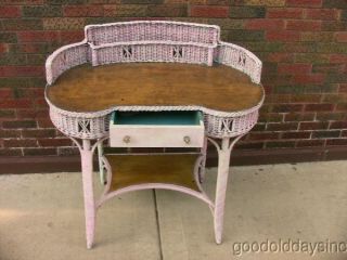 Antique Shabby Chic Wicker Writing Desk **LOOK**