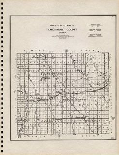 Chickasaw County Iowa Authentic Vintage Map New Hampton IA 74 Years