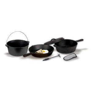 Cast Iron Pan Skillet Pot Dutch Oven Chicken Frying Cookware 6 peice