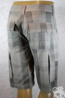 Levis Jeans Cargo Sits Below Waist Relaxed Fit Gray Plaid Mens Shorts