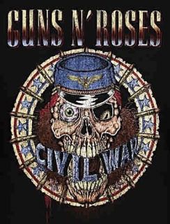 Guns N Roses GNR Distressed Civil War punk rock T Shirt L NWT