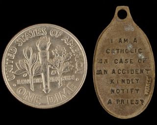 Vintage Charm I Am A Catholic Medal St Christopher