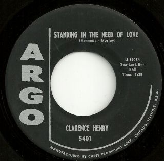 Clarence Henry Standing in The Need of Love New Orleans R B 45 VG Argo