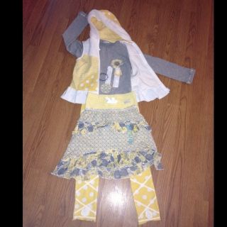 Naartjie Boutique NWT Size 7/8 Yellow Floral & Polka Dot. 4 Pieces