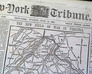 Pre Gettysburg Rebels Nothern Invasion Virginia Map Civil War 1863