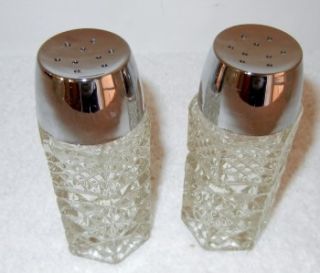 Pressed Glass Salt & Pepper Shakers Anchor Hocking Wexford Clear