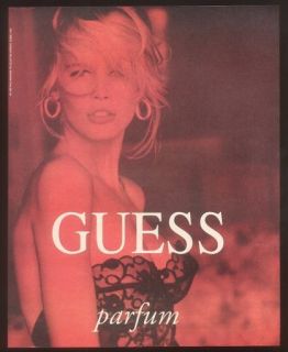 1990 Claudia Schiffer Photo Guess Perfume Print Ad