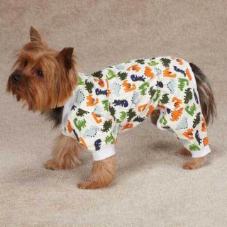 Small Dog Pajamas Chihuahua Toy Poodle Yorkie Dog PJs Dino Clothes