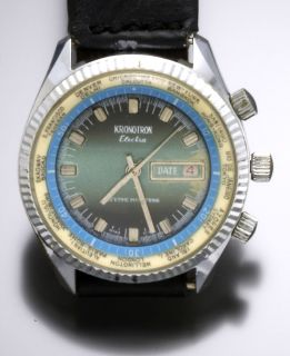 World Time by Kronotron Mans Wrist Watch Circa 1970s