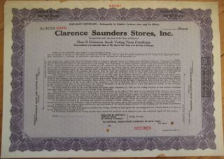 1930 Specimen Stock Piggly Wiggly Clarence Saunders