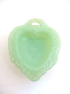 Mosser Glass Jadeite Green Footed Heart Salt DIP Set of 3