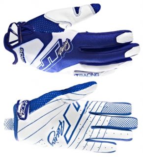 JT Racing Evo Lite Race Gloves   White/Blue 2013