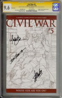 Civil War #5 signed by Michael Turner, John Romita & Stan Lee SS GCG 9