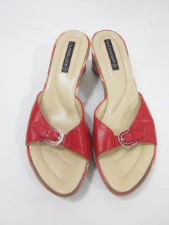 Claudia Ciuti Red Tan Buckle Sandals Shoes Heels Sz 8