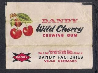 Danmark Vintage Chewing Gum Wrapper Dandy Wild Cherry