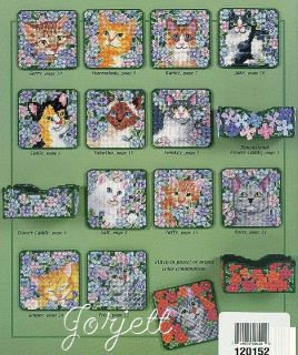 Dozen Kitty Coasters plastic canvas patterns OOP