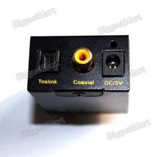 Coax Coaxial Toslink to Analog RCA Audio Aux Converter Hot