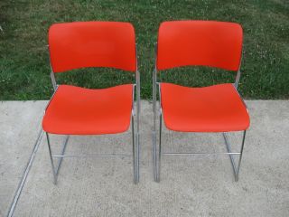 Chromcraft Mid Century Modern Chairs 60s Orange