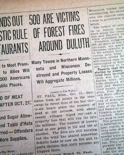 1918 Cloquet Fire Carlton County Minnesota MN Newspaper