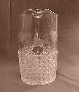 Etched Mascotte Early American Pattern Glass Water Pitcher