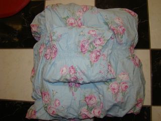 New Simply Shabby Chic Cabbage Rose Rouched King Duvet w 1 King Shams