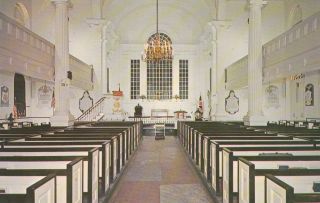  Christ Church Interior 1950s Postcard Pennsylvania Pews Pulpit