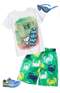 Mighty Fine T Shirt & Mini Boden Swim Shorts (Toddler)