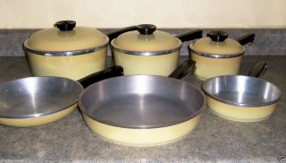  Set Club Aluminum Harvest Gold Yellow Cookware Omelet Pans Pots