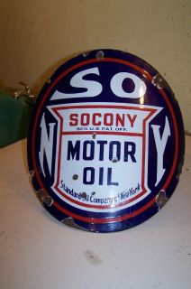 1911  1919 Socony Oil Gas Pump Vintage Porcelain Coated Sign