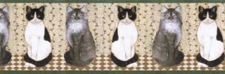 Cindy Sampson Cutes Cats Green Wallpaper Border AFR7104