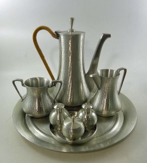 Hammered Pewter Coffee plus Condiment Set by Royal Selangor Malaysia