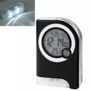Travel Alarm Clock LED Flashlight Thermometer Calendar