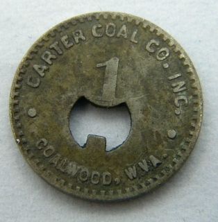 Carter Coal Company Token Coalwood West Virginia 1 Cent Script Token