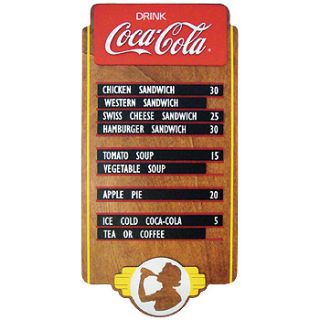 NEW Coke Menu Wooden Board   Coca Cola Home Decor