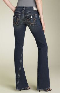 True Religion Brand Jeans Joey Flare Leg Stretch Jeans (Dark Savannah Brown Rainbow Big T)