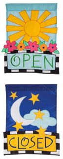 Open Closed Set of 2 Garden Size Flags 12 5 x 18 Merchant Signs Flag