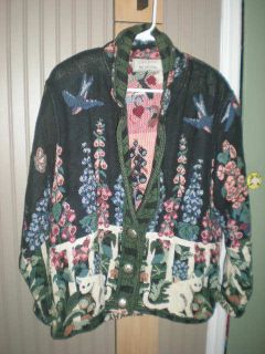 Claire Murray Painted Pony Nice Tapestry Jacket w Cats Flowers O S