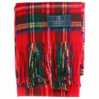 Royal Stewart Tartan Scarf – Scottish Wool Clan Scarves, Red