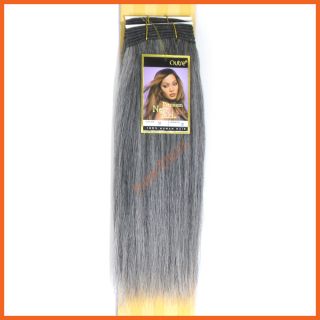 100 Human Hair Outre Premium Weave Yaki Straight Gray