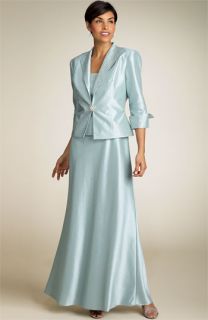 Cachet Beaded Shantung Mock Two Piece Dress with Jacket (Plus)
