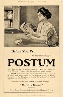 1910 Ad Postum Cereal Coffee Substitute Drink Housewife Breakfast