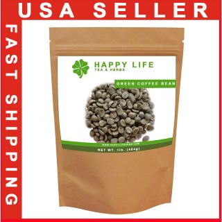 Raw Whole Green Coffee Bean, Chlorogenic acid, Fat Burner, 1 lb
