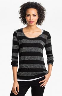 Two by Vince Camuto Scoop Neck Stripe Tee