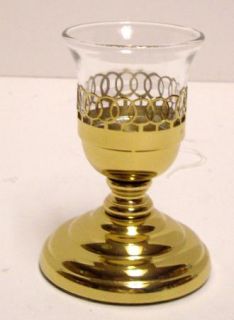  Craft USA Gold Color Metal & Plastic With Glass Votive Candle Holder