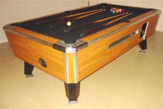  COUGAR COMMERCIAL 7 COIN OPERATED BAR SIZE POOL TABLE WITH BLACK CLOTH