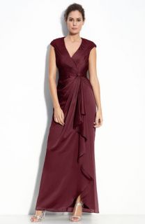 Adrianna Papell Faux Wrap Chiffon Gown